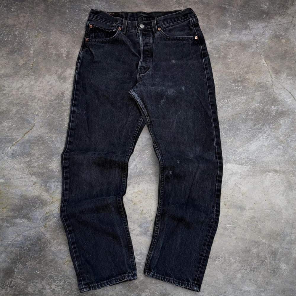 Vintage Levis 501 Made In USA Faded Black Distressed Jeans Womens Size 31x30 90s